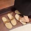 Baotou Slippers Women's Soft-soled Outer Wear Spring and Summer New Flat-bottomed Gentle Bow One-pedal Half-support Single Shoes