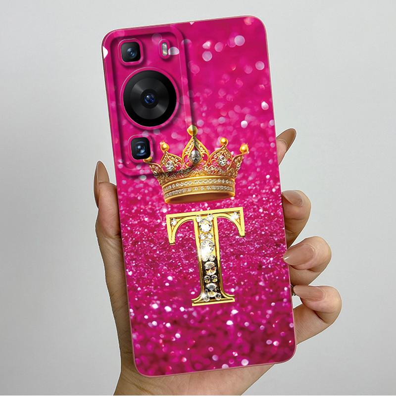Для Huawei P60 / P60 Pro / P60 Art Чехол для телефона с короной и буквой для пары HuaweiP60 P60Pro P60Art Мягкий силиконовый TPU Защитный корпус