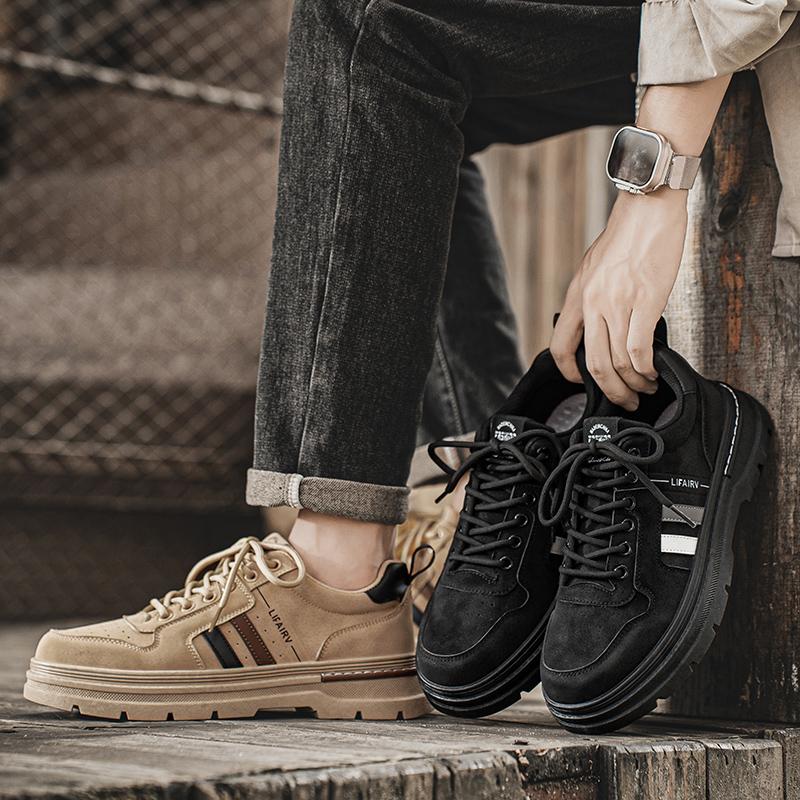 Мужские уличные ботинки телесного цвета, повседневные, модные, удобные, мужские, прогулочные ботинки, низкие, со шнуровкой, на толстой подошве, рабочие ботинки