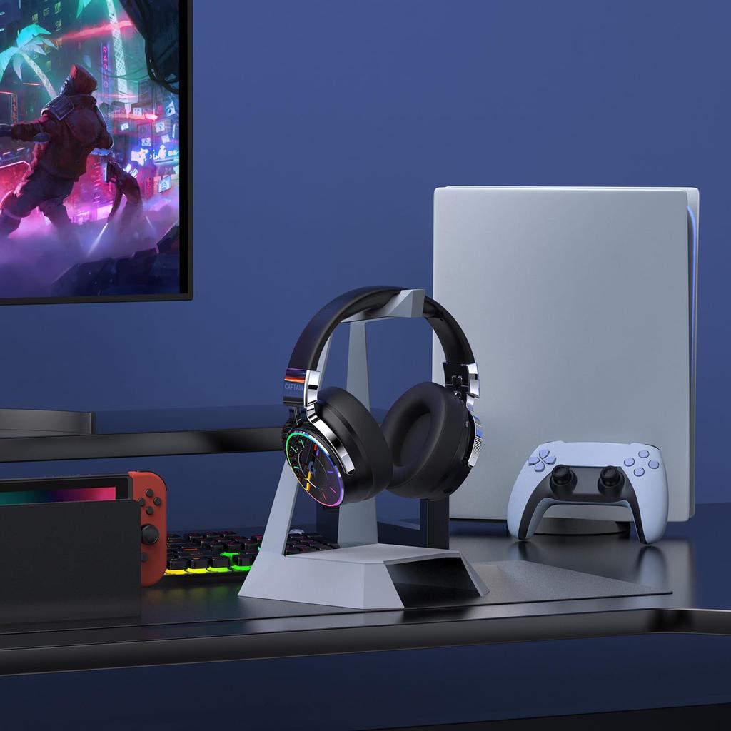 Wireless Gaming Headset for Bluetooth Low Latency Surround RGB Detachable 60 Hours of Continuous Lightweight Compatible with and PC PS5,