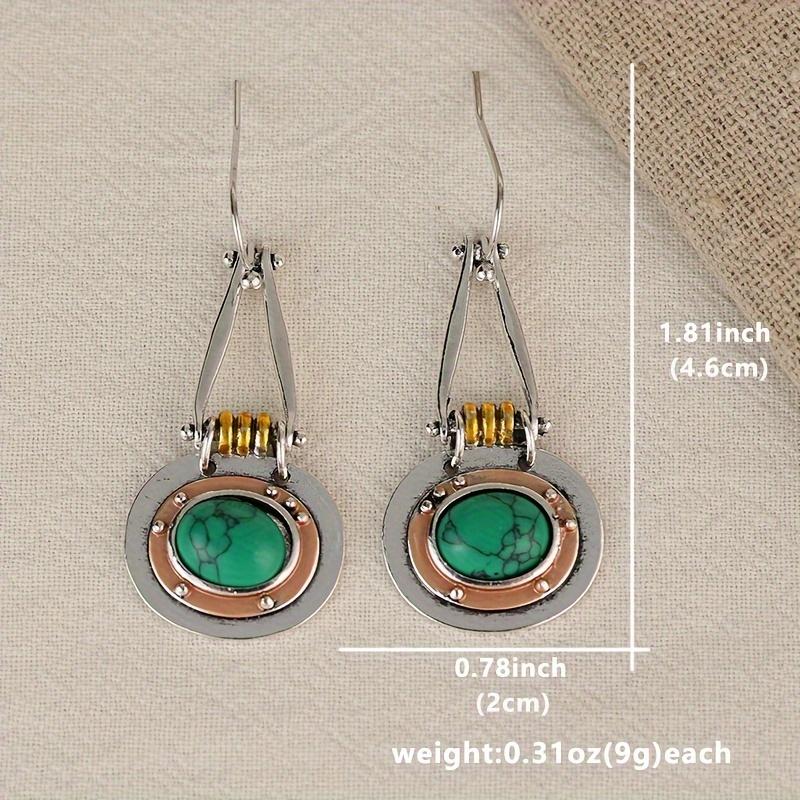 Модные винтажные висячие серьги с бирюзой — медные посеребренные украшения для женщин — идеальная идея для подарка