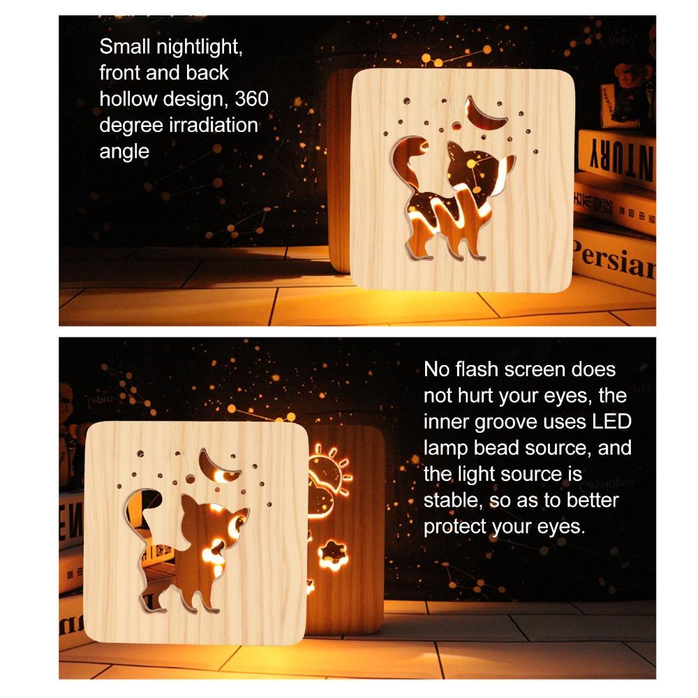 Cute Cat Shape Wooden 3D Lamp LED Light Night Light Lamp Cat 3D Wood Light Bedroom Decor