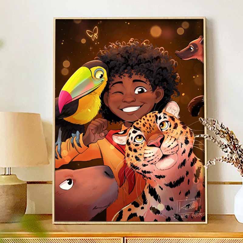 Disney diamond painting full drill 5D jungle animals with boy diamond art home decoration creative handicrafts