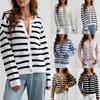 Women's Autumn And Winter Button Striped Knitted Cardigan Long Sleeve Sweater