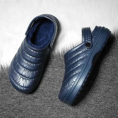 Мужские зимние домашние водонепроницаемые туфли из искусственной кожи для дома из хлопка на меху на плоской подошве из хлопка для спальни для мужчин и женщин для пар
