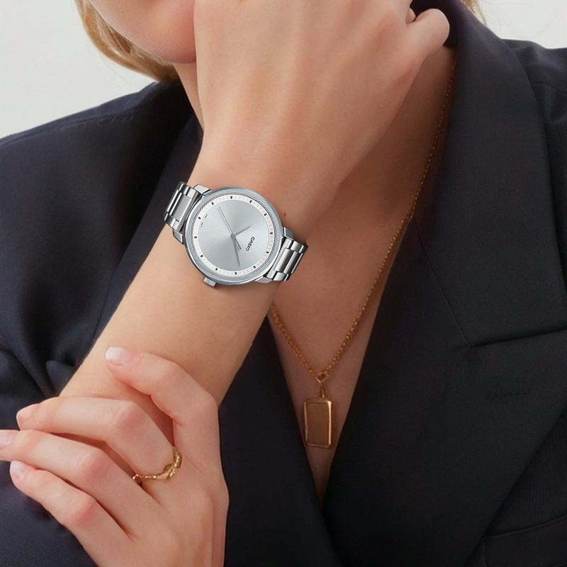 Casio STANDARD серия водонепроницаемый кварцевый механизм стальной ремешок японские и корейские часы женские часы серебристый циферблат LTP-B115D-7EV