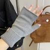 Эластичные перчатки без пальцев с длинными рукавами, милые митенки без пальцев для осени и зимы