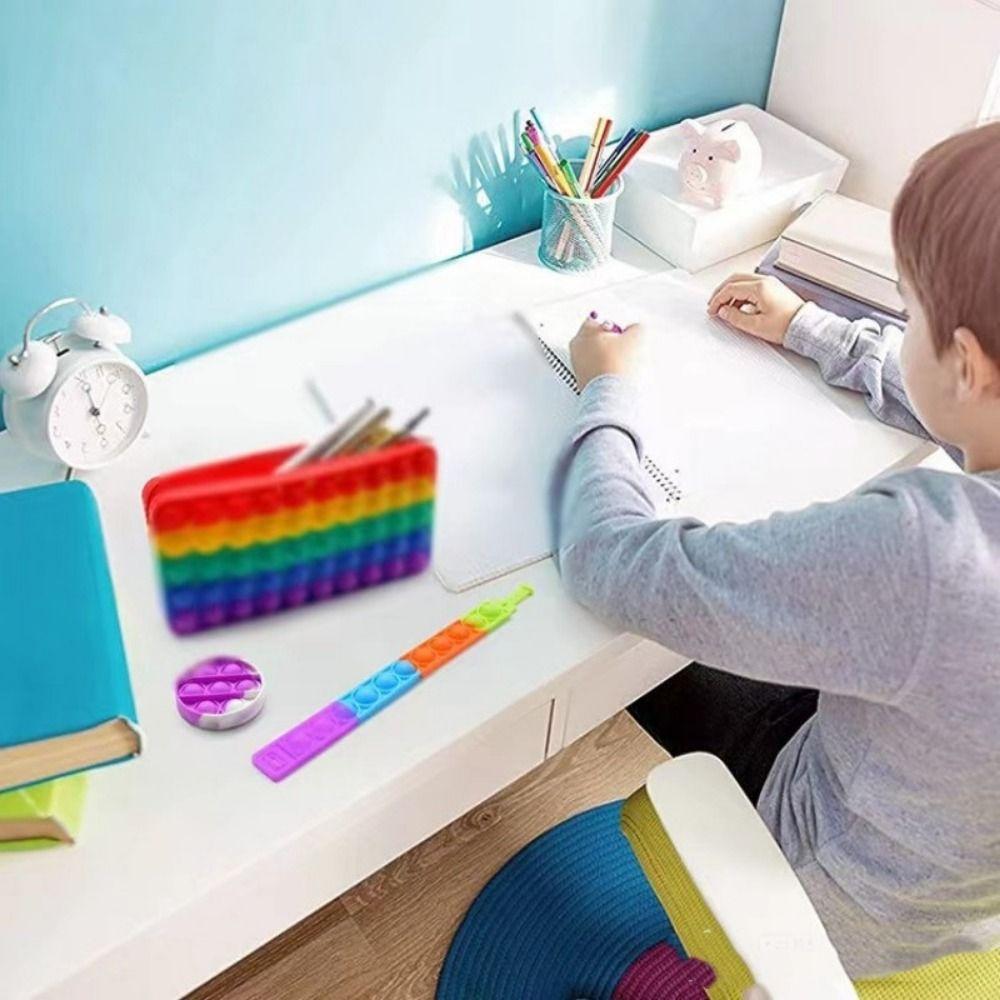 Large Capacity Silicone Pen Case Decompression Bubble Stationery Storage Bag Fidget Toys