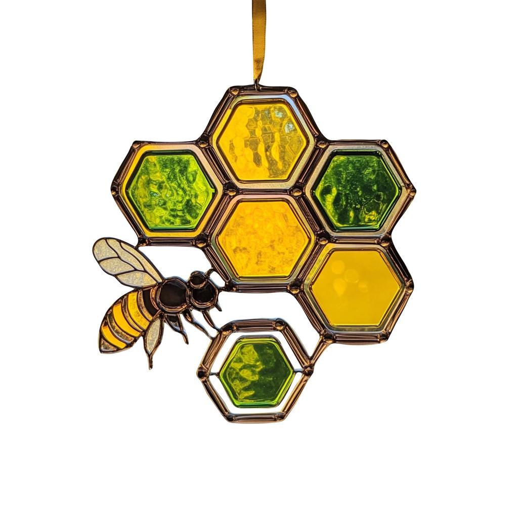 Bee Suncatcher Ornament Acrylic Window Decoration, Creative Lighting Craft Pendant Home Decoration Hanging