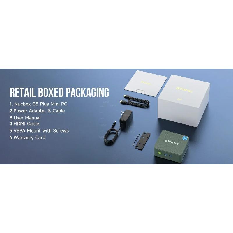 Мини-ПК GMKTec G3 plus N150 Barebone Windows 11 pro 8 ГБ DDR4 256 ГБ NVMe SSD WiFi 6 BT 5.2 Двойной экран Дисплей Офисный компьютер