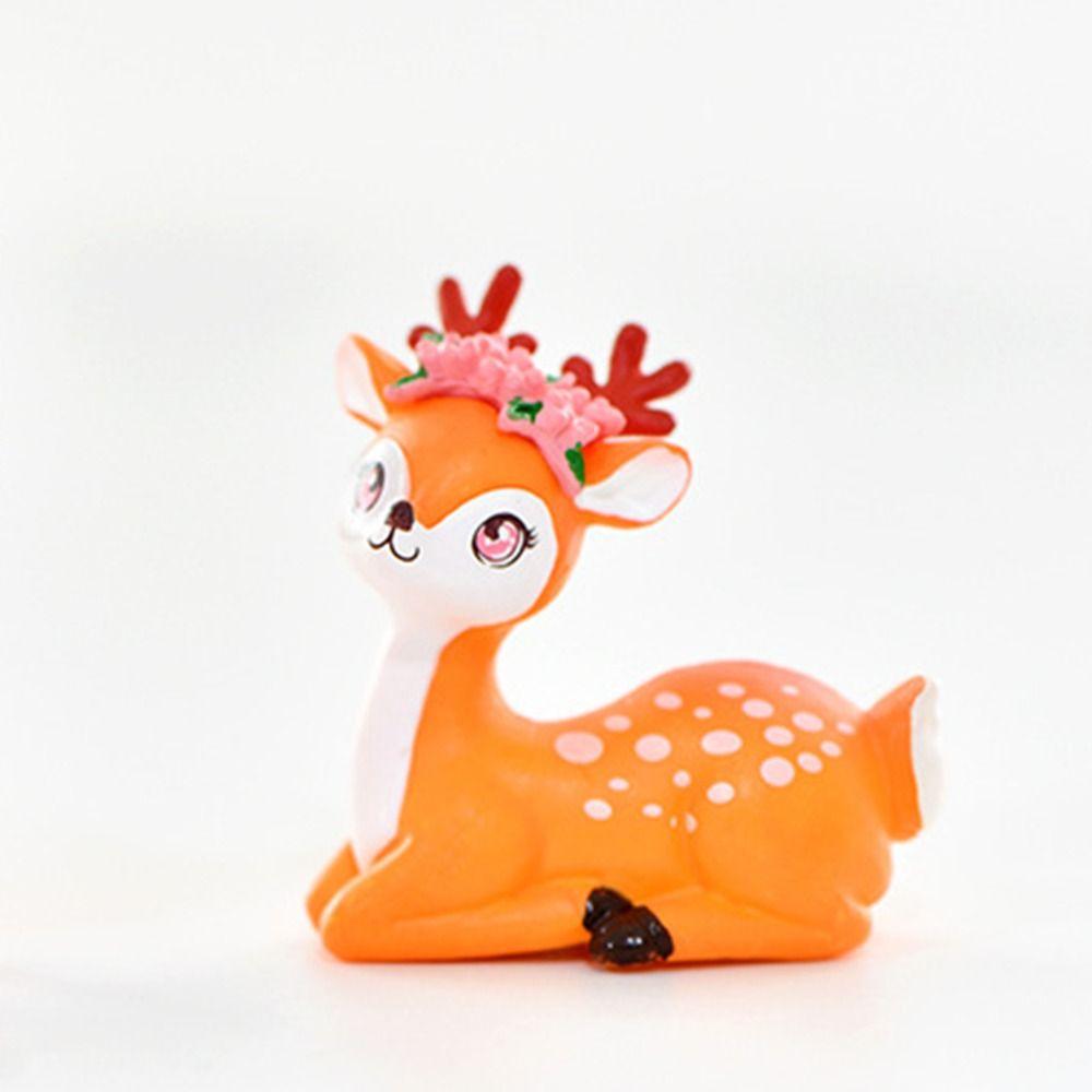 Plastic Cartoon Sika Deer Figurine Delicate Animal Statue Mini Cartoon Sika Deer Ornament  Outdoor