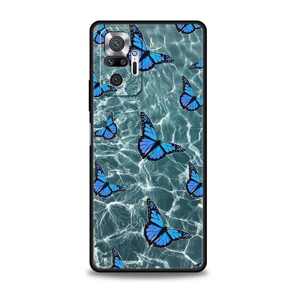 Butterfly Luxury Phone Case For Xiaomi Redmi Note 12 11 10 Pro Plus 9S 9 8 7 9T 8T 9C 9A 5G K40 Gaming Soft Silicone Cover