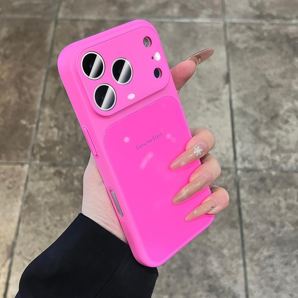 Оригинальный глянцевый ударопрочный чехол из стекла для iPhone 17 16 15 14 13 12 11 Pro Max Plus Макаронный конфетный цветной чехол для iPhone Air