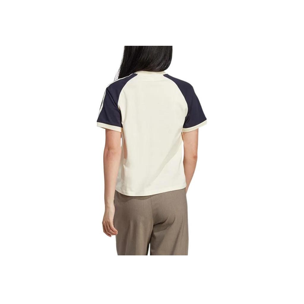 Adidas Originals X Sporty & Rich SS23 Полосатый Повседневный пуловер с логотипом и футболкой с короткими рукавами Женские топы Белые IN5251