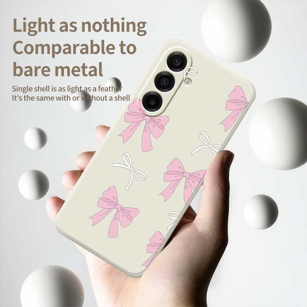 For Samsung Galaxy A17 5G Case Pink Bows Pattern Printing Straight Edge TPU Phone Back Cover