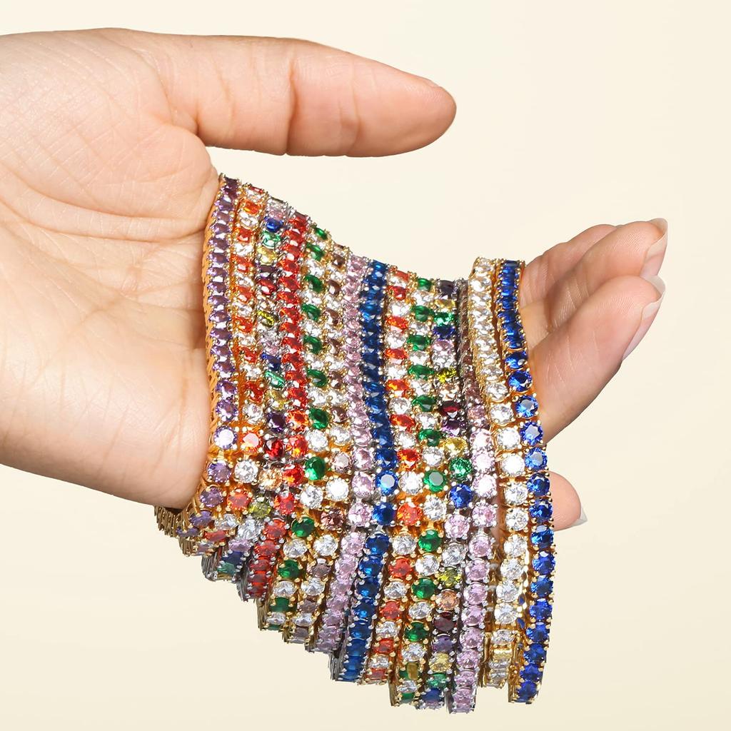 12 CTW Набор зубцов корзины Солитер Круглый кубический цирконий Лавандовый фиолетовый имитация женский выпускной невесты посеребренный аметист AAA CZ теннисный браслет