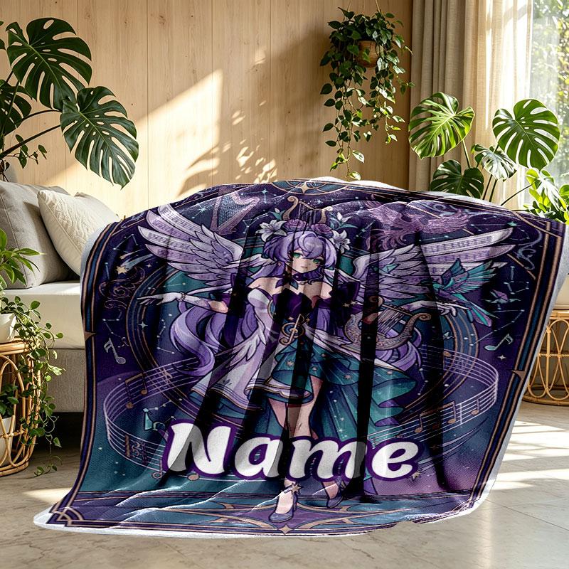 Custom Name Personalized Robin (Honkai Star Rail) Print Blanket, Home Decor, Bedroom, Sofa, Camping, Couch, Gifts for Birthday Christmas