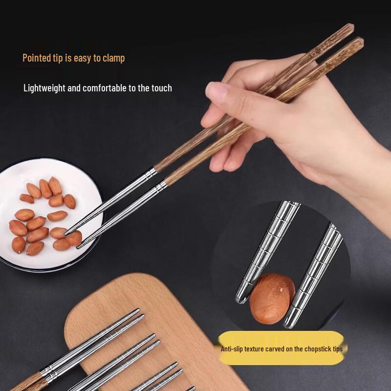 ChuyiQi Premium Wenge Wood Chopsticks with Copper Heads