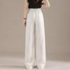 RAIN.CUN Женские белые брюки с высокой талией из смесового льна с широкими штанинами
