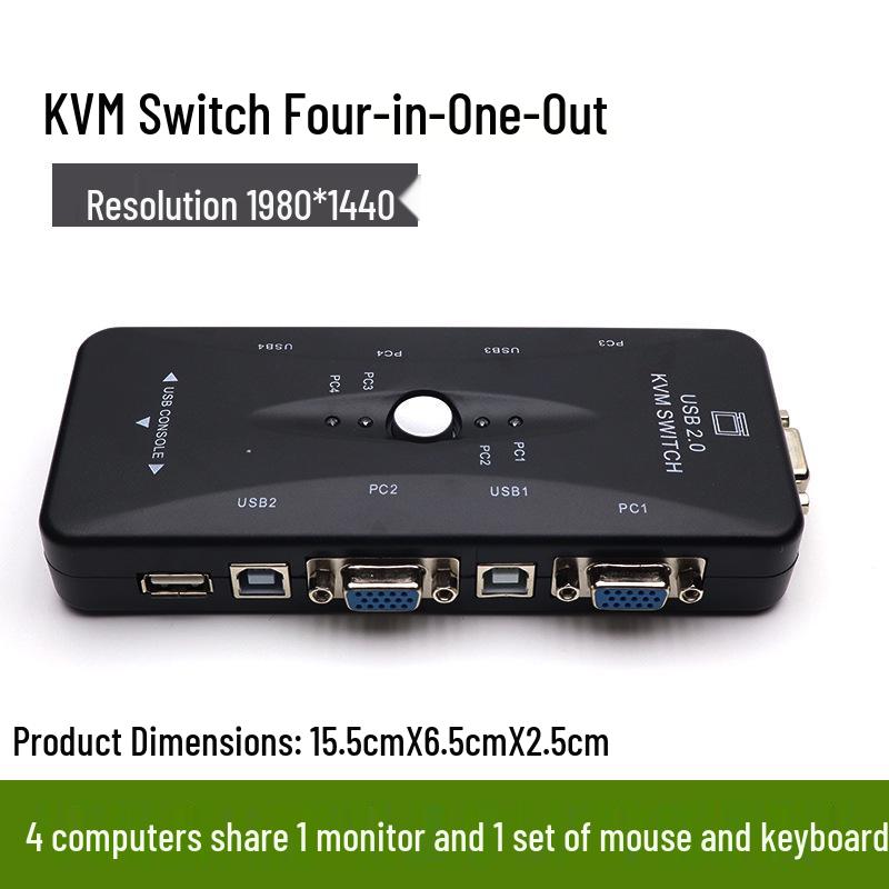 4-Port USB Switch: 4-in-1-out & 2-in-1-out Converter