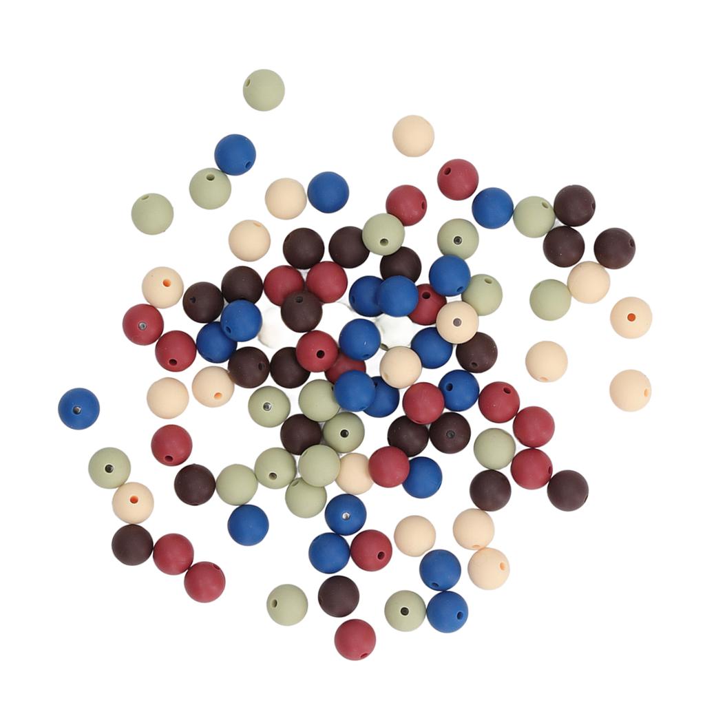 100pcs 9mm Silicone Beads DIY Round Multiple Colors Silicone Loose Beads for Necklaces Baby Toys Type A