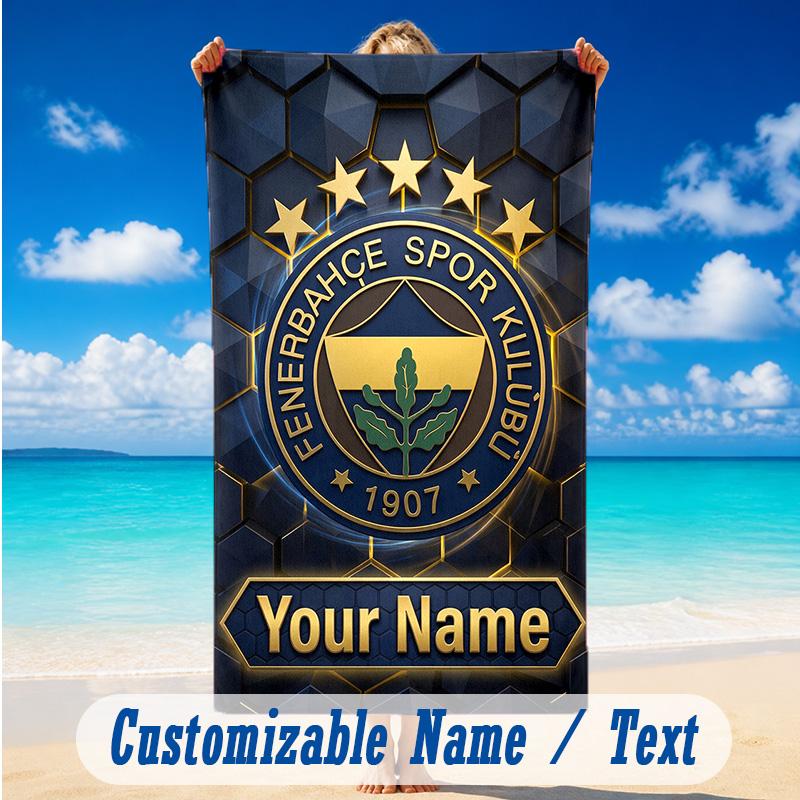Beach Towel Custom Name Text, Quick Dry Large Towel For Beach HomeFenerbahçe FC