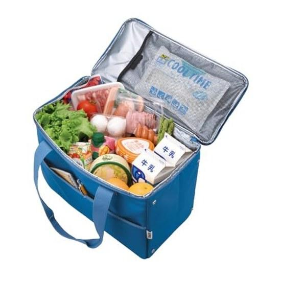 Thermos Insulated Shopping Bag 25L Blue 4-Layer Insulation Structure Foldable Compact Box-Type Large Capacity Model RFI-025 BL