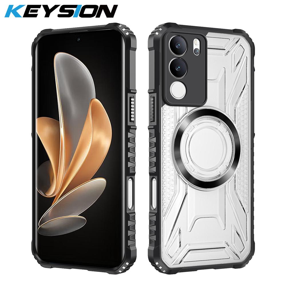 KEYSION Прозрачный магнитный чехол для VIVO V29 5G Мягкий силикон+ПК Сверхпрочный Ударопрочный Задняя крышка для телефона для VIVO V29 5G