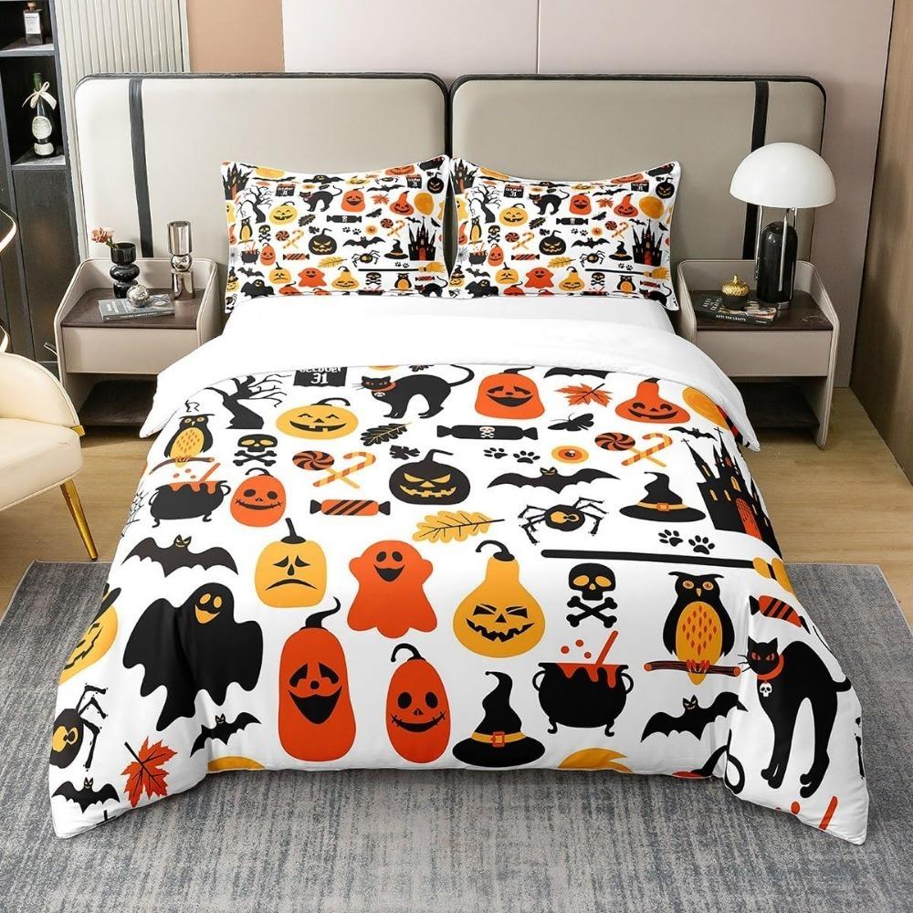 Happy Halloween Bedding Set 3D Digital Printing 2-3 Piece Set (No Core) Suitable for Bedroom Duvet Cover Set Halloween Decor