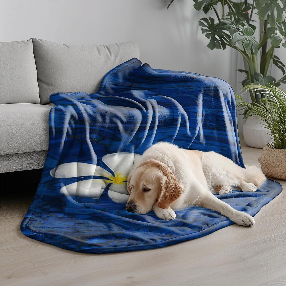 Floral Blue Blanket Microfiber Flannel Cover Blanket Bedroom Living Room Sofa Soft And Comfortable Home Decoration
