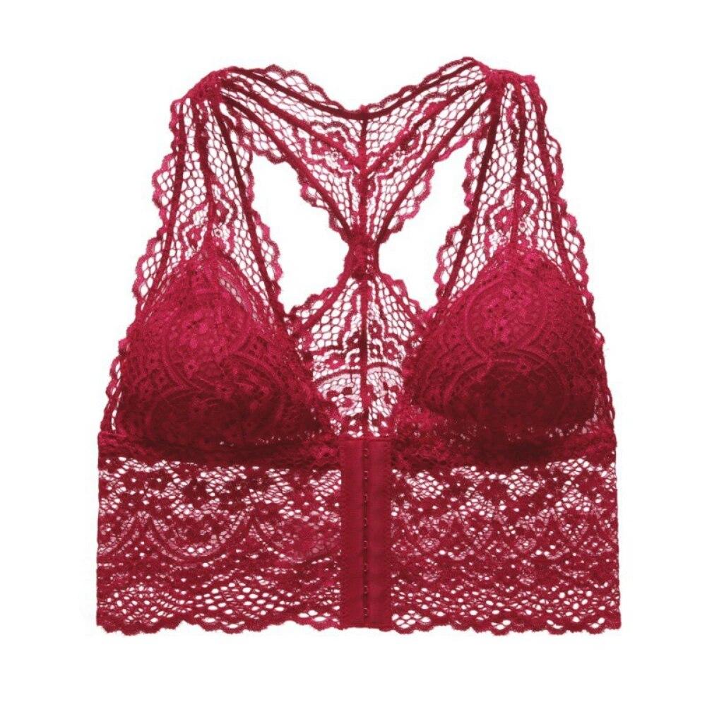 Женский комфортный бюстгальтер с пряжкой спереди, бесшовный жилет, кружевной бюстгальтер, красивое нижнее белье большого размера сзади, регулируемый спортивный дышащий бюстгальтер