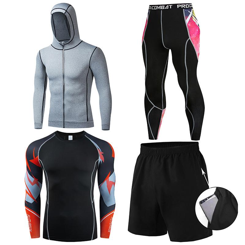 Спортивная одежда, мужские костюмы для фитнеса, дышащая одежда, спортивные колготки с длинными рукавами для бега, большие размеры M-XXXL