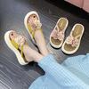 Two-color Flower Platform Slippers Women's New Summer Versatile Women's Flat Bottom Non-slip Student Fashion Beach Sandals
