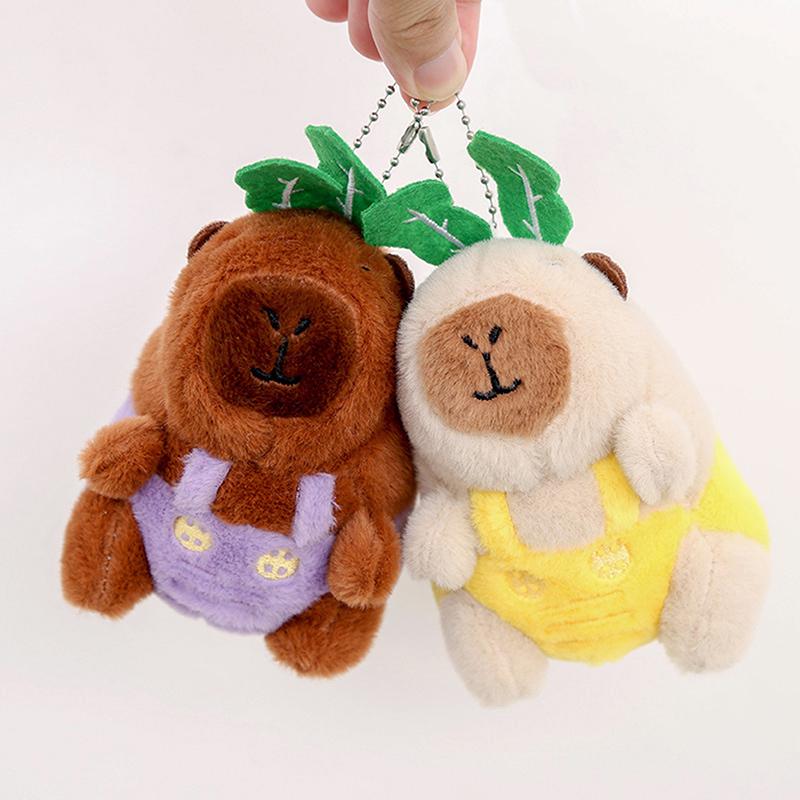 Capybara Plush Keychain Cute Bag Pendant Creative Fluffy Animals Keyring Kawaii Stuffed Doll Keychains Birthday Gift