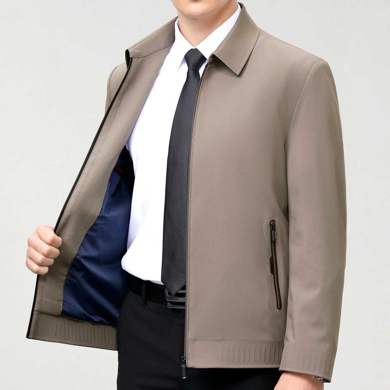 High-end Mulberry Silk Lapel Jacket for Men Spring and Autumn New Business Casual Middle-aged Dad Wear Thin Jacket Jacket