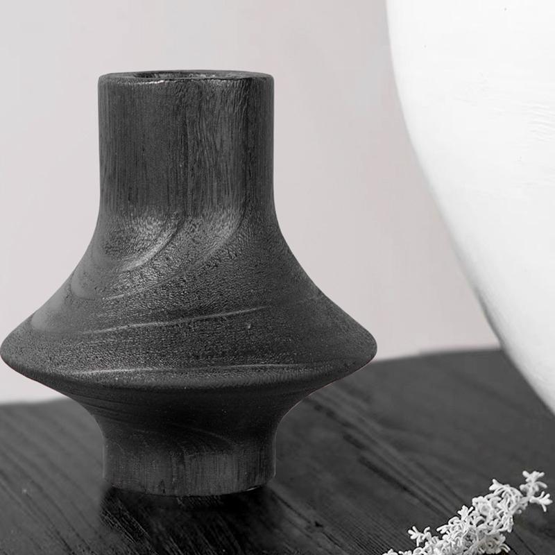 1Pc Alien Vase Simple And Atmospheric Dried Flower Arrangement Artistic Atmosphere Carbon Wood Vase Retro Elegance
