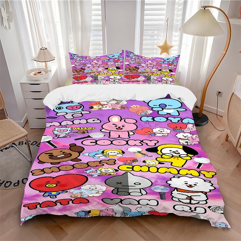 3Pcs Bt21 Character Parade Bedding Sets For All Sizes New 3D Printed Bed Cover Comforter Duvet Cover Pillowcase Bedroom Decoration