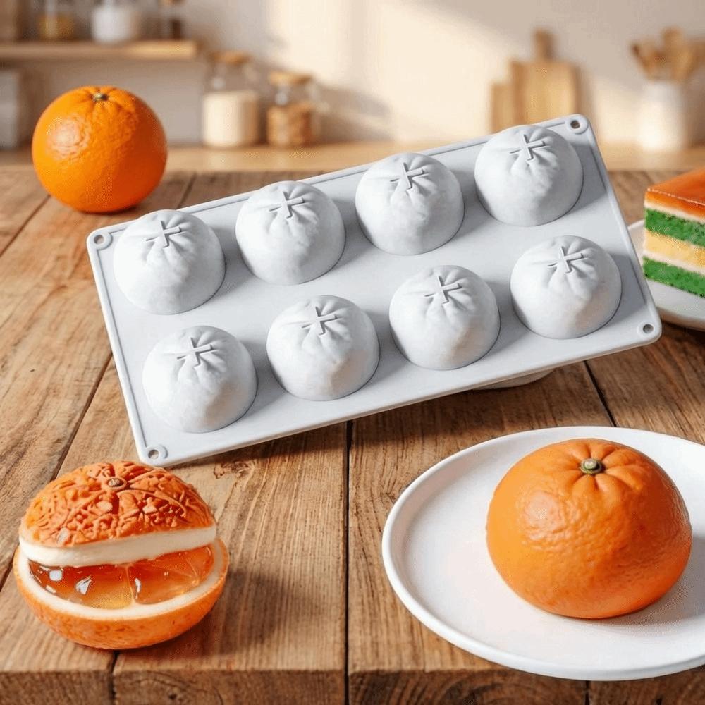 Non-stick Orange Shape Cake Mold 8 Cavity 3D Silicone Mold  DIY Candle Making