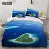 Комплект постельного белья Ocean Duvet Set King Size Polyester Tropic Ocean Style Sandy Shore and Sea with Waves Escape To Paradise Theme Set