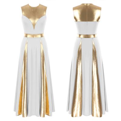 Женское лирическое танцевальное платье без рукавов, цветное платье для церковного поклонения, танцевальное платье, балетная одежда для бальных танцев, костюм для выступлений