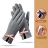 Anti-slip Plush Driving Gloves Bowknot Elasticity Soft Gloves Gift Winter Women Gloves  Snowboard