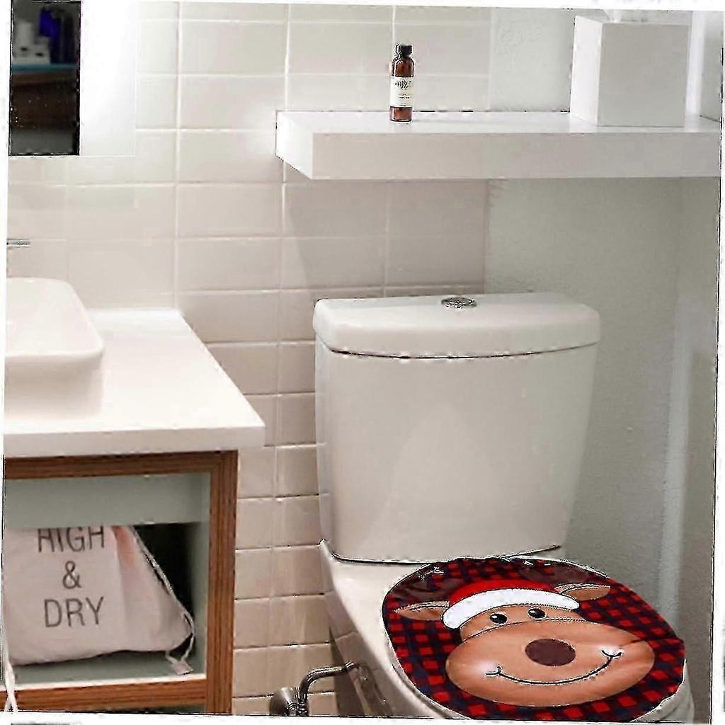 Christmas cartoon toilet seat cover set for bathrooms