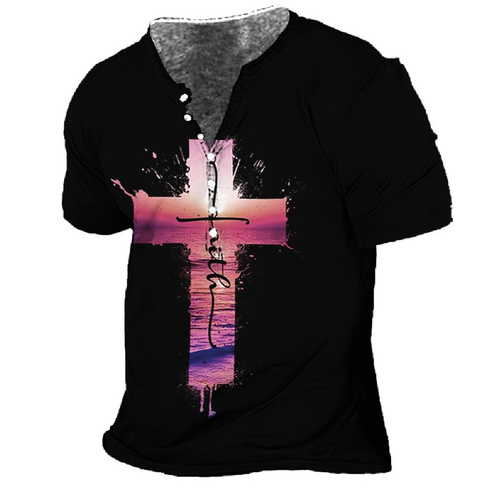 2023 Новая летняя модная футболка в винтажном стиле с коротким рукавом, мужские приталенные футболки с V-образным воротником и пуговицами, топы.