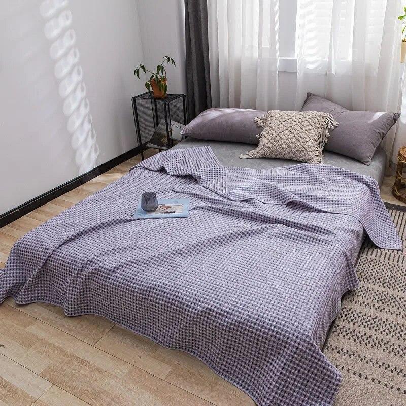 Японское клетчатое хлопковое одеяло, марлевое летнее одеяло, одеяло с кондиционером, двуспальное покрывало для маленьких детей и взрослых, покрывало на кровать