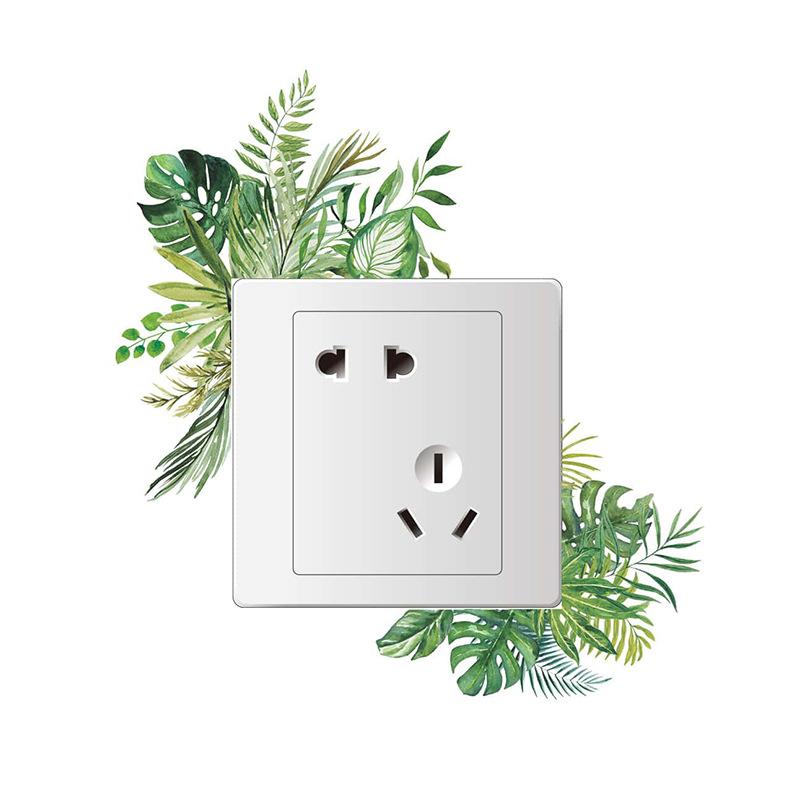 Зеленые растения, розы, ромашки, пионы, цветы, наклейки на переключатель, украшение для дома, наклейки на стену, самоклеящиеся