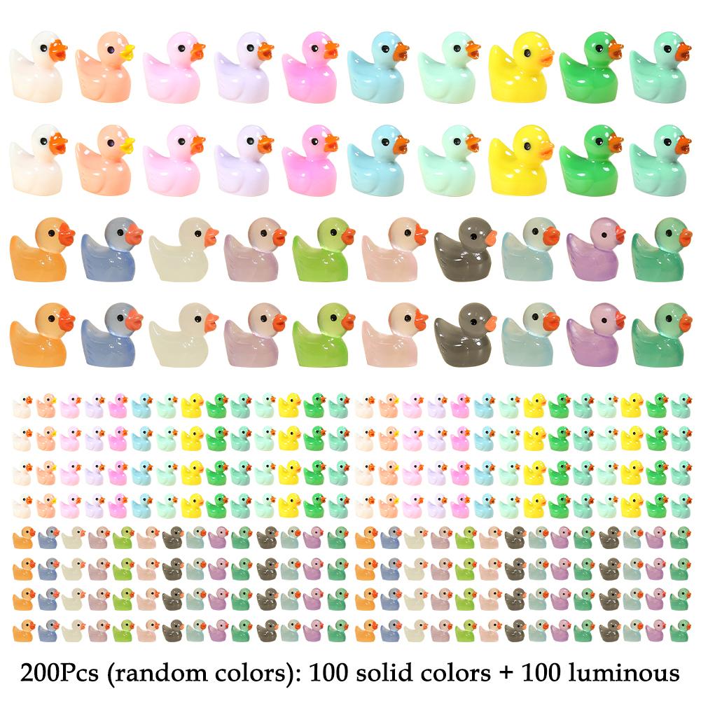 Mini Resin Duck Figurine Luminous Outdoor Patio Lawn Yard Garden Landscape Decoration Accessories 100/200/300pcs