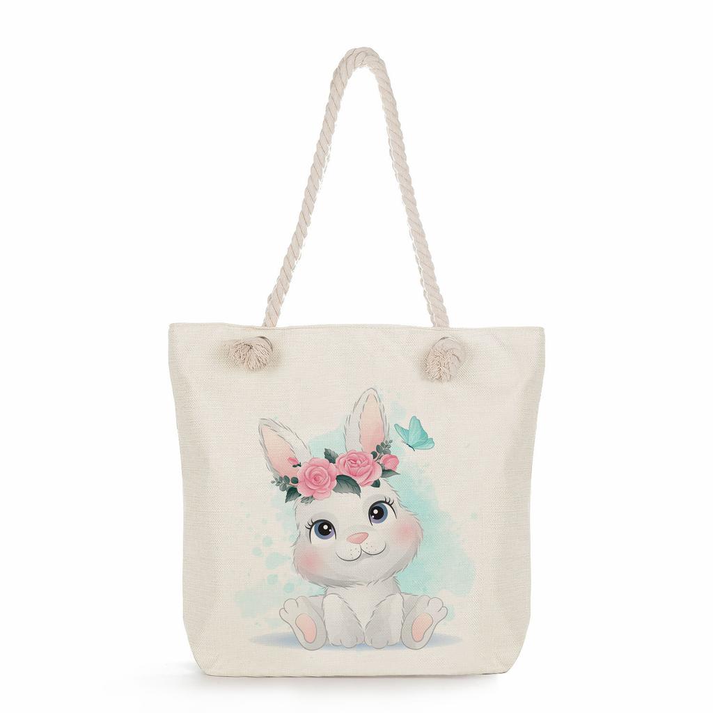 Animal print thick rope single-shoulder beach bag 7286 CLE