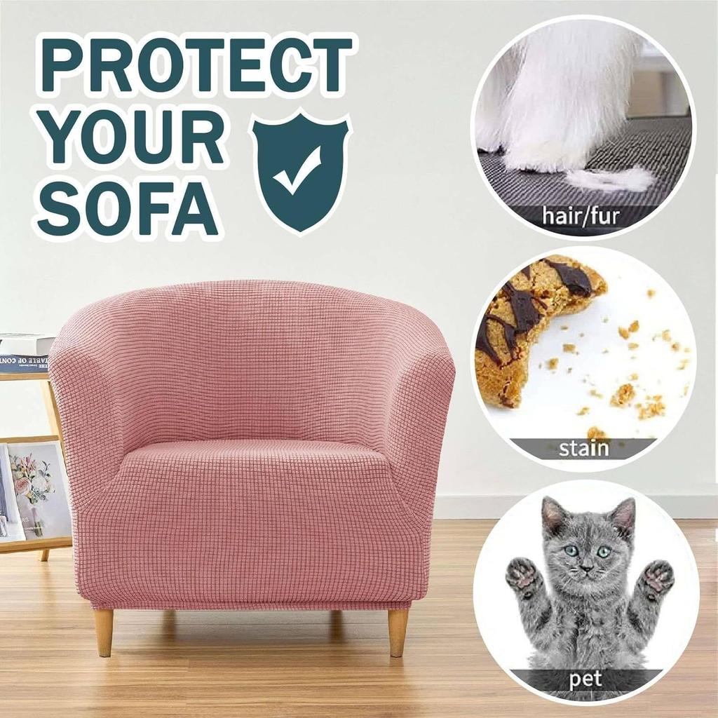 Чехол на клубное кресло, Эластичный клетчатый чехол на кресло-бочку, Съемные чехлы для кресла с подлокотниками, 1 предмет, Чехлы на кресло-бочку с эластичным низом для гостиной