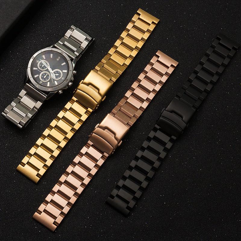 Solid Stainless Steel Watch Strap 18 19 20 21 22 23 24 25mm Metal Band Folding Buckle Universal Barcelet Women Men Watchband