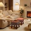 Sturdy Wooden Legs Ottoman Soft Upholstered Seat Cream Style Ottoman Low Stool  Home Decor